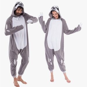 Adult Unisex Sloth Costume onesie - Gray and White